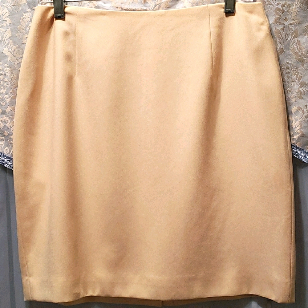 HUGO BUSCATI YELLOW LINED MIDI SKIRT SZ 12